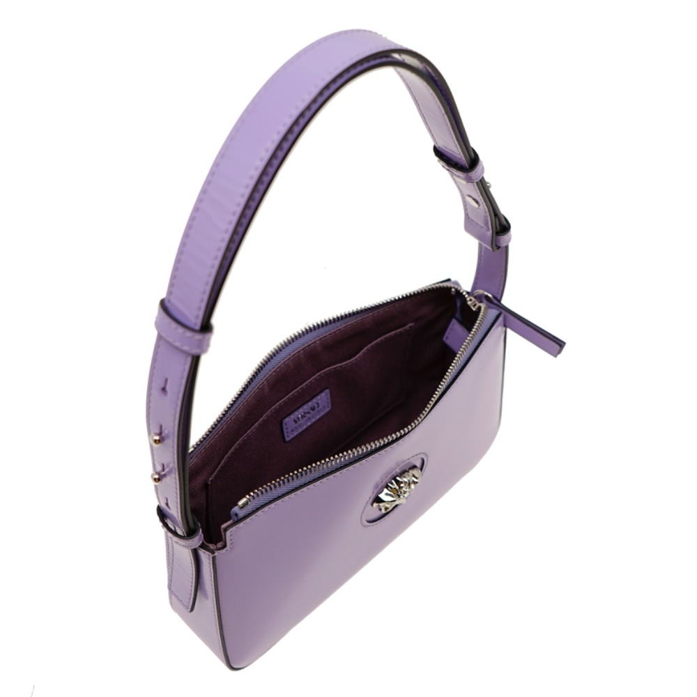Versace Medusa Shoulder Bag Brushed Purple Leather New - Picture 6 of 8